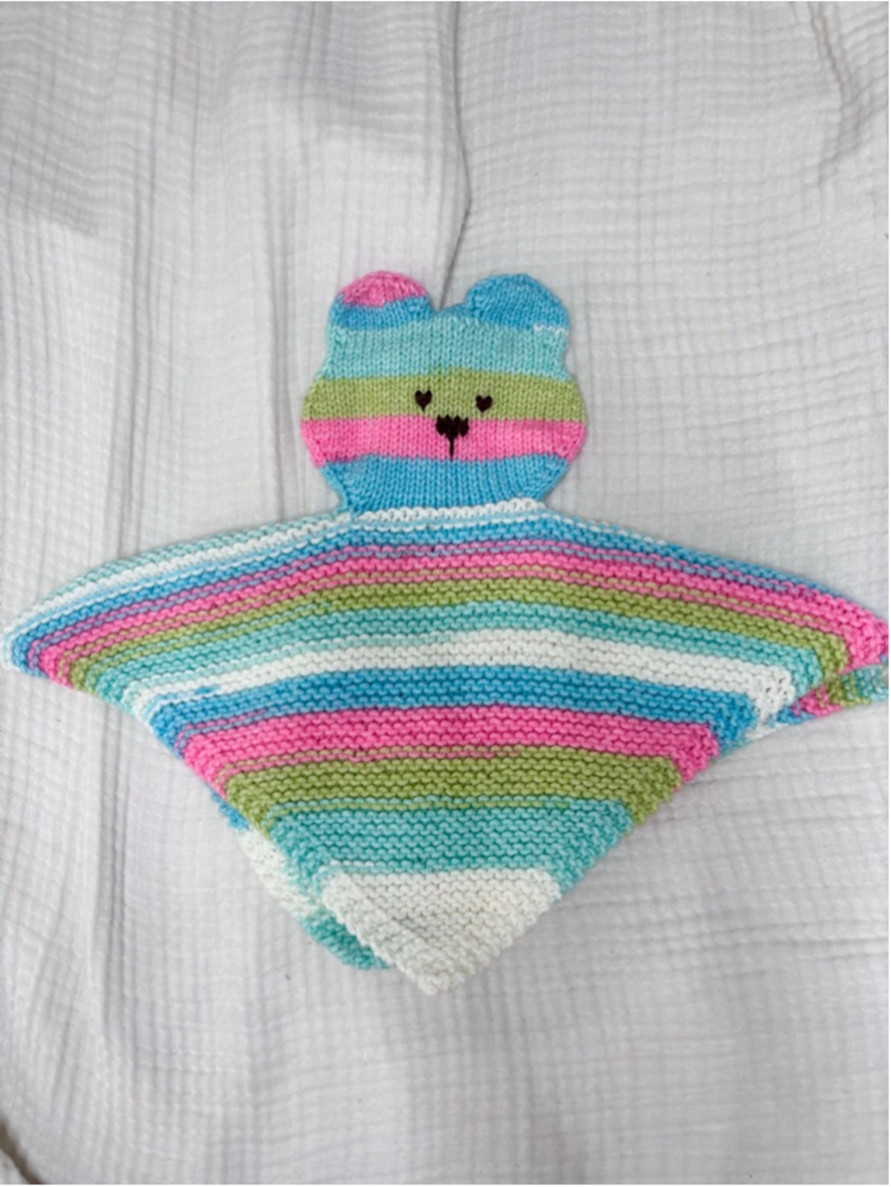 Baby Knitted One Size Multicolor Striped Bear Lovey Colorful
